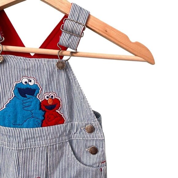 Vintage Sesame Street Striped Baby Overalls in Size 12 Months - Picture 7 of 8